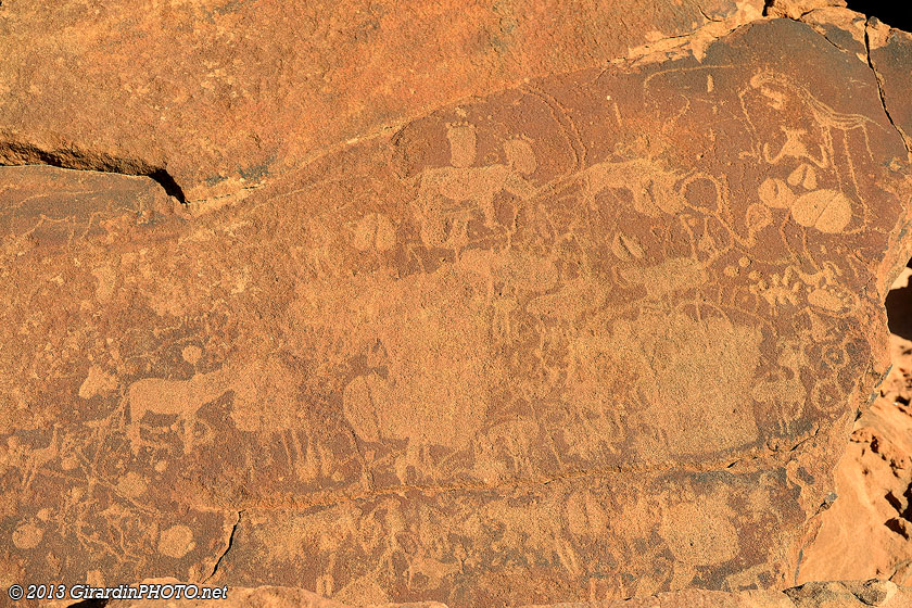 Gravures pour apprendre aux enfants Bushmen la reconnaissance des empreintes