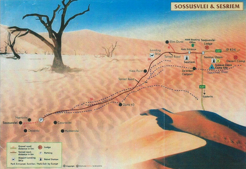Route pour aller de Sesriem à Sossusvlei