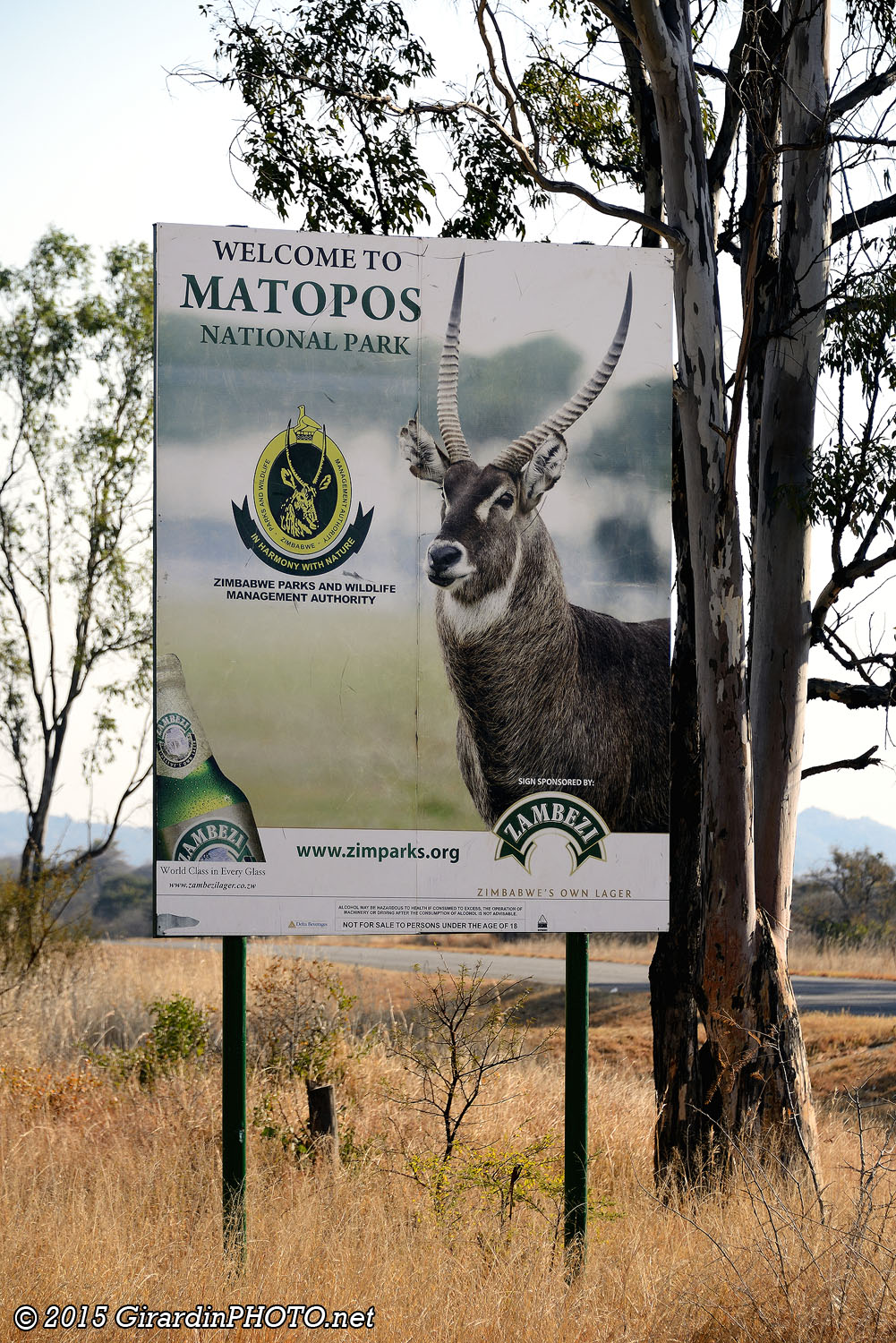 Panneau annonçant le Matobo National Park