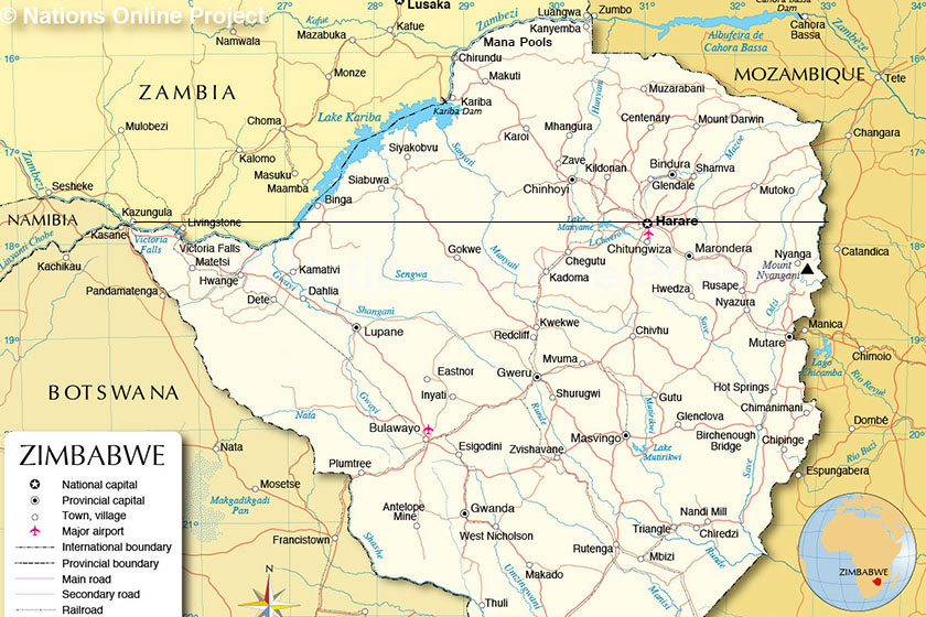 La limite autorisée par KEA se trouve au Sud de la ligne passant par Victoria Falls et Harare