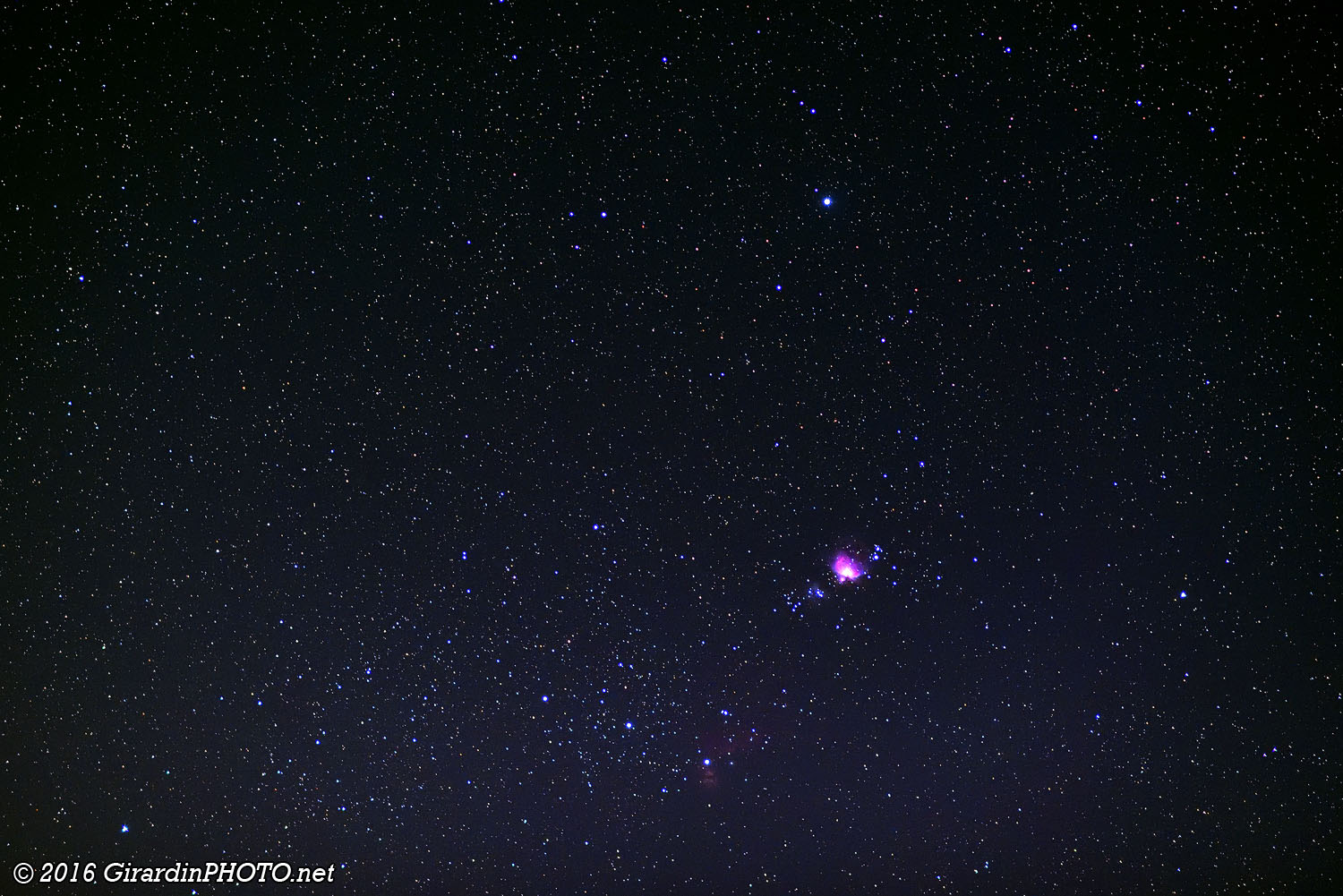 Nébuleuse d'Orion (dans l'hémisphère sud, Orion a la tête en bas)