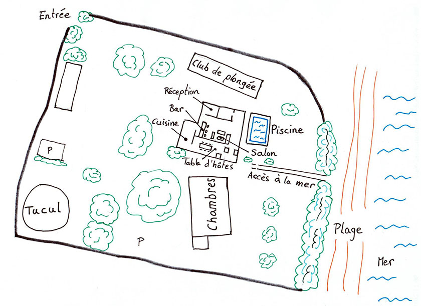 Plan de la propriété Casa Babi et Odyssea Dive