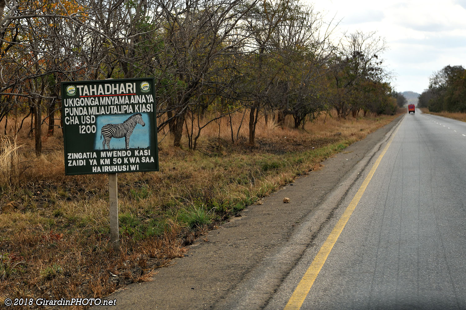 Rappels des amendes sur la route A7 qui traverse le Mikumi National Park
