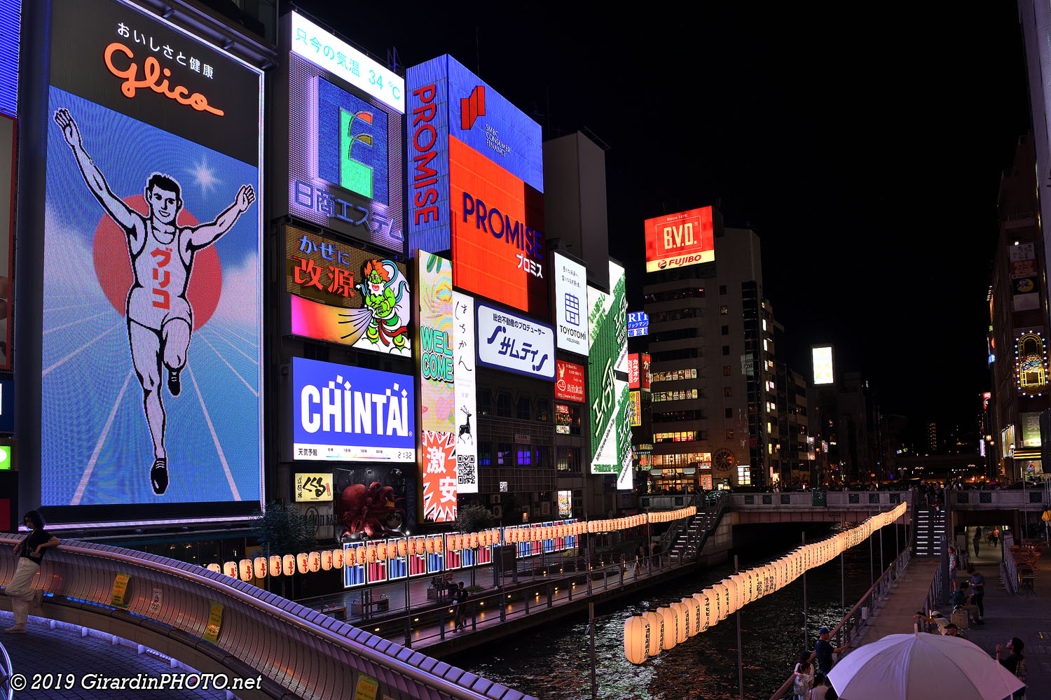Le fameux Running man de Glico depuis le pont Ebisubashi