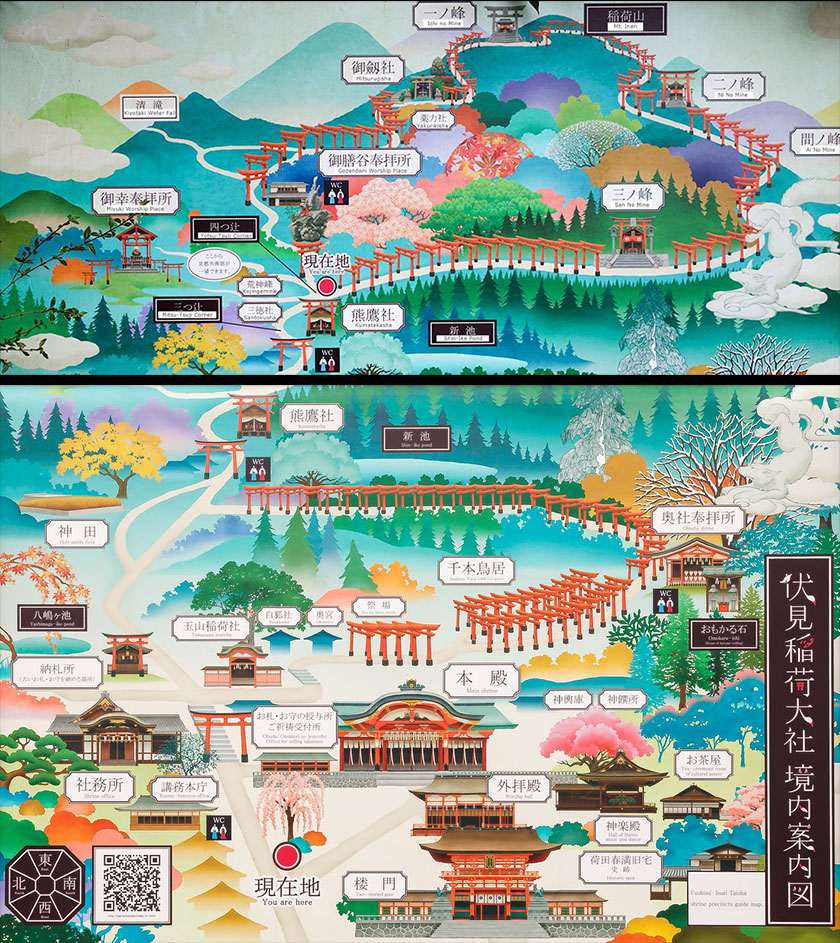 Plan du sanctuaire Fushimi Inari Taisha aux 10000 toriis