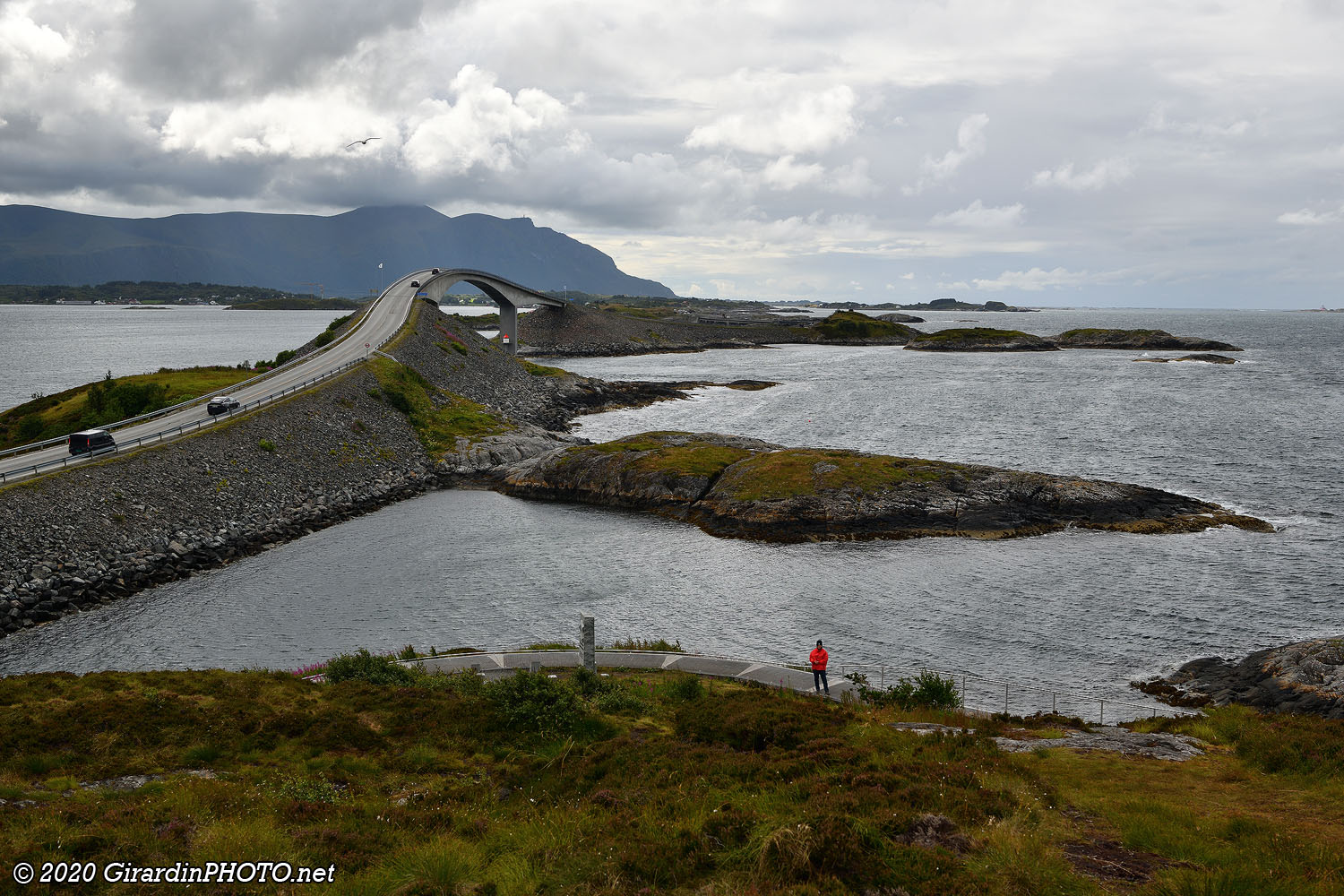 Pont Storseisundbrua depuis le sommet de l'île d'Eldhusøya