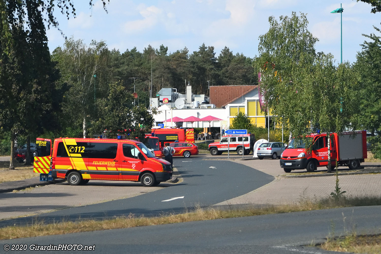 Pompiers juste avant de reprendre la Bundesautobahn 7