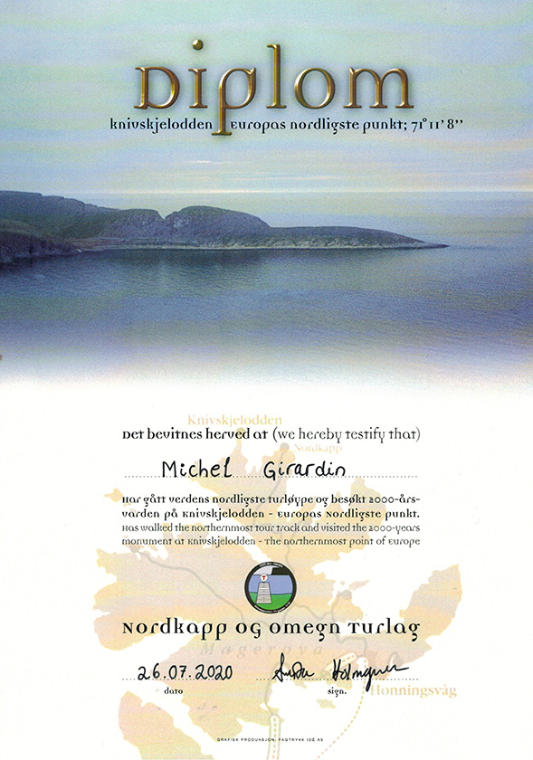 Diplômes du Knivskjellodden Trail