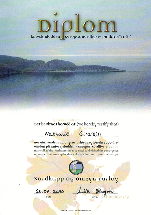 Diplômes du Knivskjellodden Trail