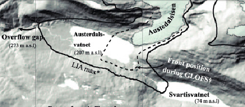Recul du glacier depuis le début du XXe siècle