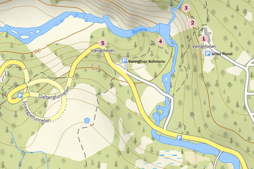 Plan des chutes Voringsfossen